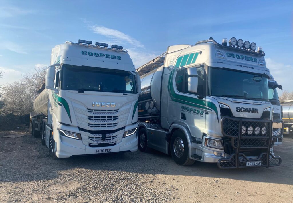 2 Coopers lorries, one Iveco and one Scania.